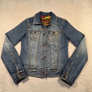 Vintage Y2K Hollister Denim Jacket Women's Small Jean Trucker Floral Lined 2000s